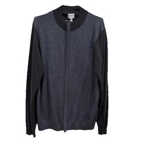 Men’s Armani Collezioni Full zip Sweater‎ Size Medium M Blue 100% WOOL